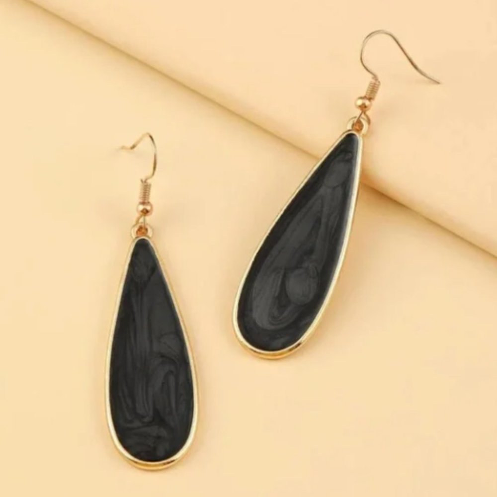 Black Tear Drop Earrings